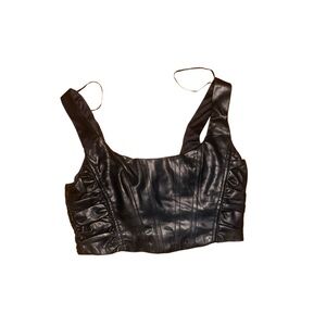 Emory Park from Garota NWT Black Faux Leather Corset Crop Top Size M